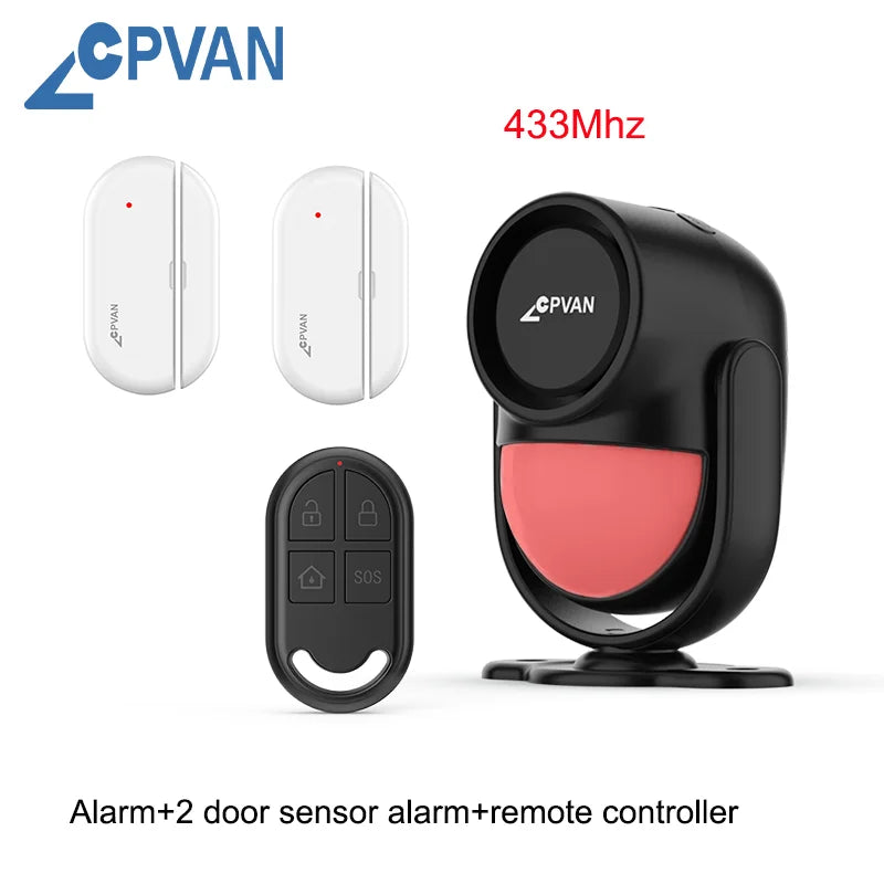 CPVAN Motion Detector for Home Burglary Security Protection Wireless Motion Sensor with Door Sensor Alarm and Remote Control