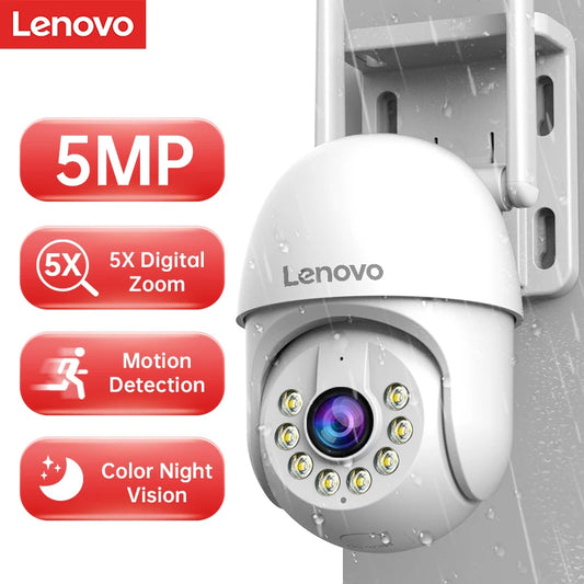 Lenovo 5MP Smart Wifi PTZ Camera Outdoor 5x Digital Zoom Auto Tracking ONVIF Wireless CCTV IP Camera Security Video Surveillance