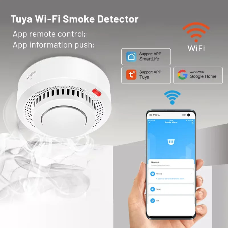 Tuya Smart WiFi Smoke Sensor Fire Protection Smoke Detector 85dB Sound Security System Firefighters  Smartlife APP Control