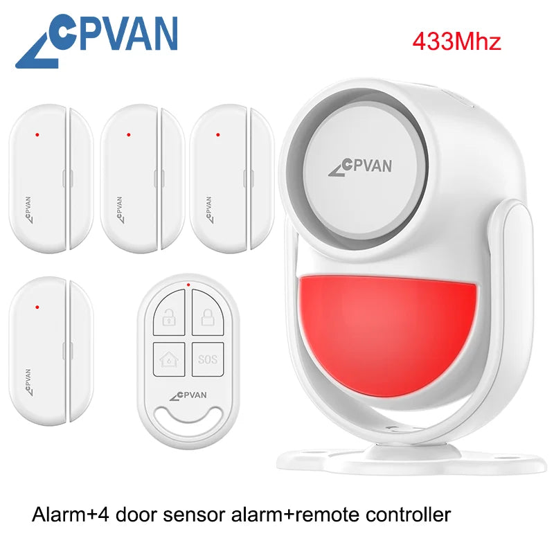 CPVAN Motion Detector for Home Burglary Security Protection Wireless Motion Sensor with Door Sensor Alarm and Remote Control