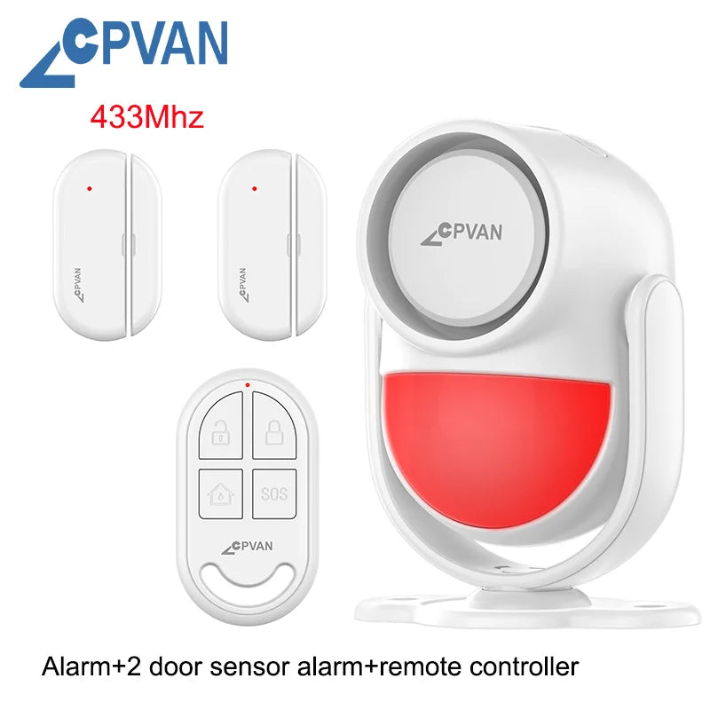 CPVAN Motion Detector for Home Burglary Security Protection Wireless Motion Sensor with Door Sensor Alarm and Remote Control