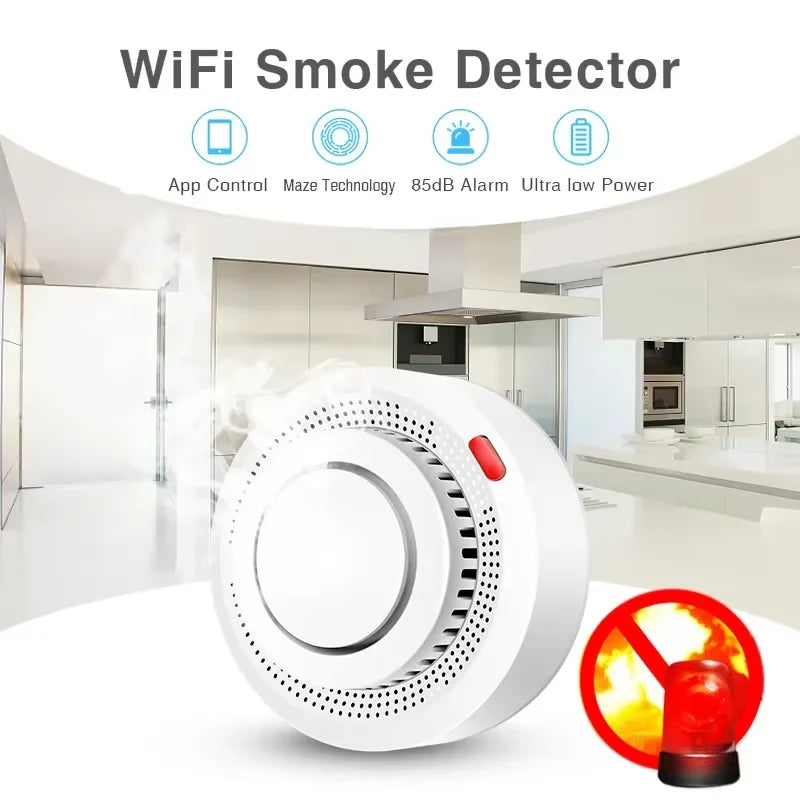 Tuya Smart WiFi Smoke Sensor Fire Protection Smoke Detector 85dB Sound Security System Firefighters  Smartlife APP Control