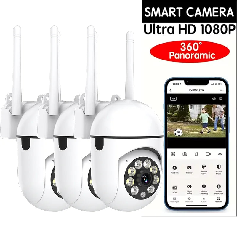 4PC Boykeep Wireless WiFi Security Camera,Ease Life APP,1080P,Color Night Vision,2-Way Audio,360 Pan/Tilt/Zoom,Motion Tracking