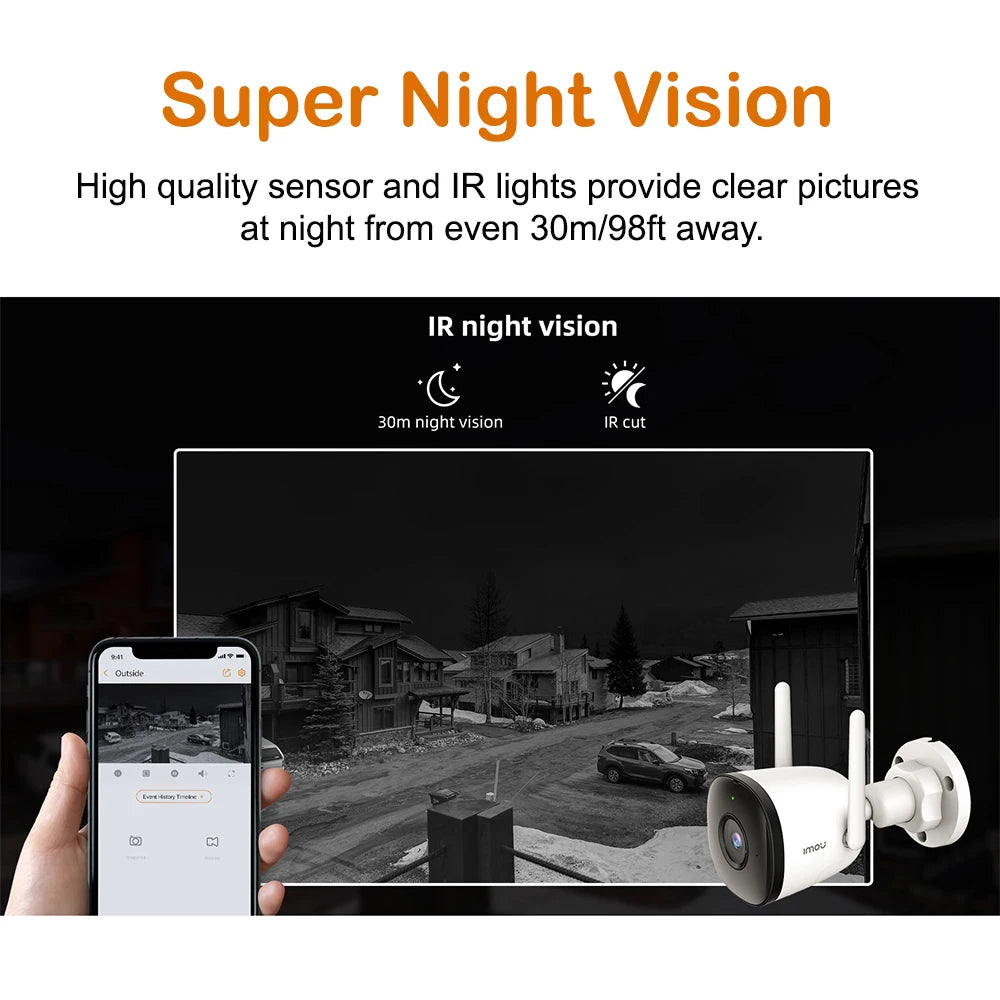 IMOU Outdoor Bullet 2C 4MP Wifi Camera Weatherproof AI Human Detection Outdoor Surveillance ip Camera