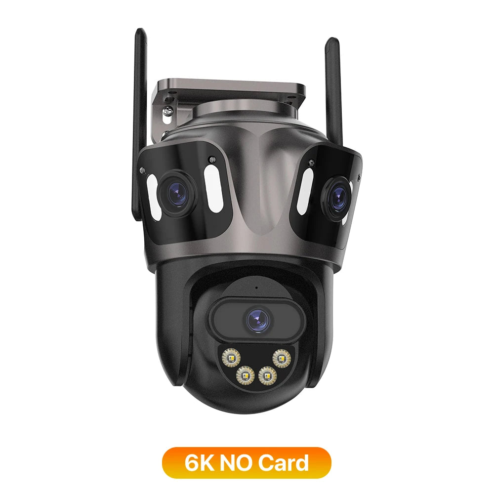 6K HD Outdoor Wifi PTZ Camera Three Lens 4K Dual Screen IP Camera Auto Tracking Color Night Video Surveillance CCTV P2P iCsee