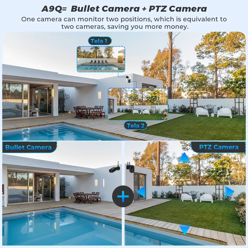 BESDER 4K 8MP Wifi Camera PTZ Outdoor Dual Screen Human Detection Dual Lenses 10MP Security Protection IP Camera Audio O-Kam Pro