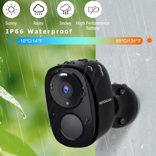 Security Cameras Wireless Outdoor, 2K Battery Powered WiFi Camera AI Motion Siren Spotlight, Color Night Vision, IP66 Waterproof