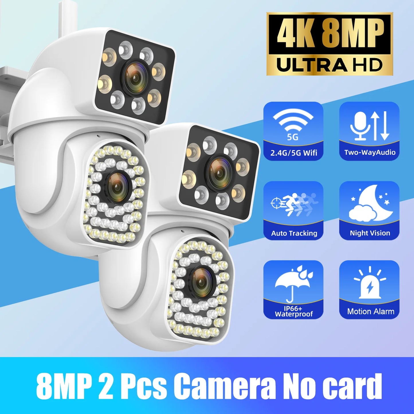 8MP 5G 4K PTZ IP WIFI Camera Dual Lens Surveillance 10X Zoom Security Cameras Outdoor Waterproof Color Night Vision Human Detect